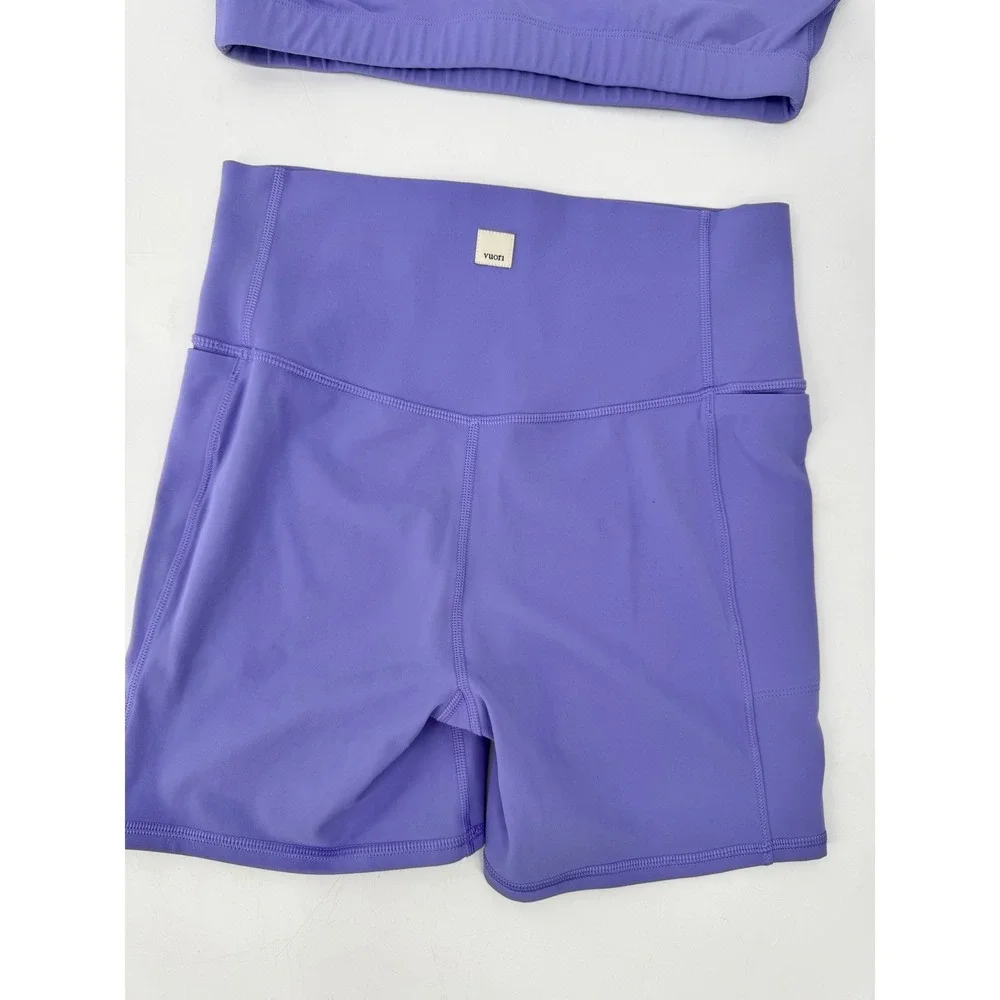 Vuori Studio Pocket Short and Daily Bra Set Womens Medium Purple Activewear